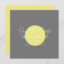 Modern Yellow Moon Grau Save the Date Karte