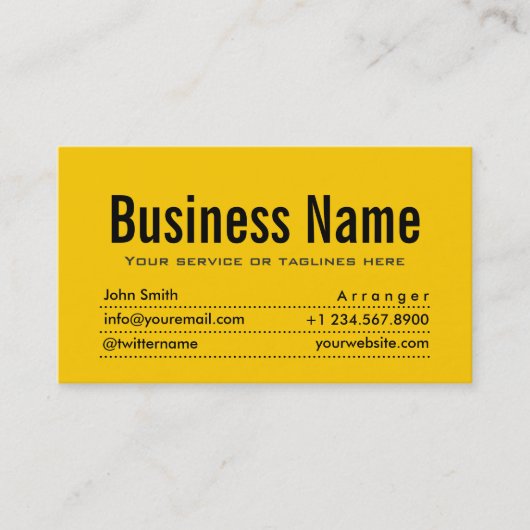 Modern Yellow Music Arrangeur Business Card Visitenkarte (Vorderseite)