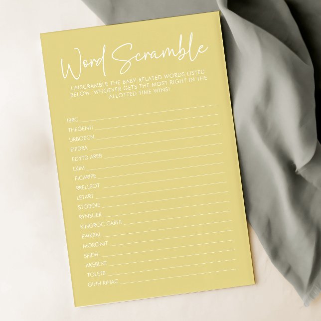 Modern Yellow Oh Baby Simple Word Scramgame (Von Creator hochgeladen)