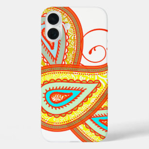 Modern Yellow Orange Aqua Mint Paisley Geschenke iPhone 16 Plus Hülle