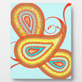 Modern Yellow Orange Aqua Mint Paisley Geschenke Fotoplatte (Vorderseite)