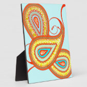 Modern Yellow Orange Aqua Mint Paisley Geschenke Fotoplatte (Seite)