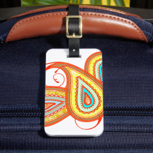 Modern Yellow Orange Aqua Mint Paisley Geschenke Gepäckanhänger