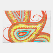 Modern Yellow Orange Aqua Mint Paisley Geschenke Küchentuch (Horizontal)