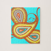 Modern Yellow Orange Aqua Mint Paisley Geschenke Puzzle (Vertikal)