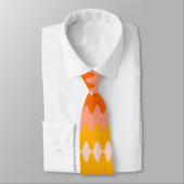 Modern Yellow, Orange & White Zig Zag Pattern Krawatte (Gebunden)
