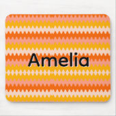 Modern Yellow, Orange & White Zig Zag Pattern Mousepad (Vorne)