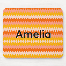 Modern Yellow, Orange & White Zig Zag Pattern Mousepad