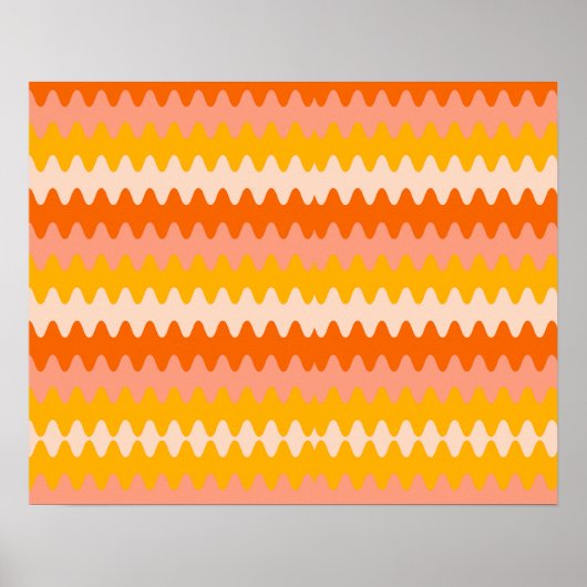 Modern Yellow, Orange & White Zig Zag Pattern Poster (Vorne)