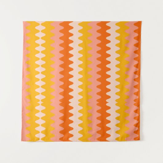 Modern Yellow, Orange & White Zig Zag Pattern Wandteppich (Vorderseite (Horizontal))