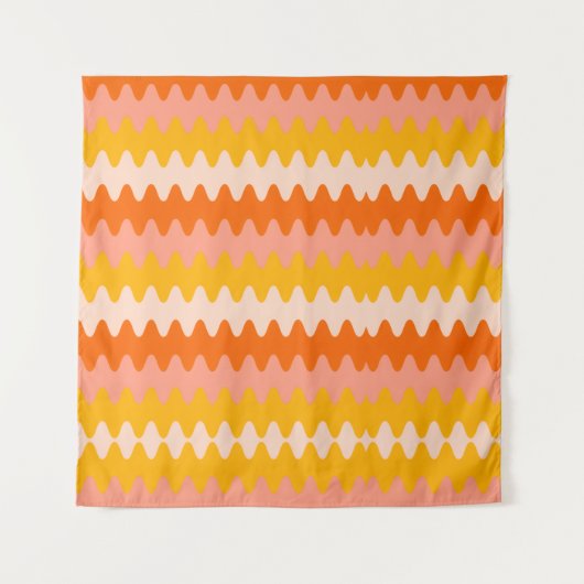 Modern Yellow, Orange & White Zig Zag Pattern Wandteppich (Vorderseite)