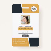 Modern Yellow Professional Employee Photo ID Ausweis (Vorderseite)