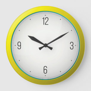 Modern Yellow Round Wall Clocks Große Wanduhr