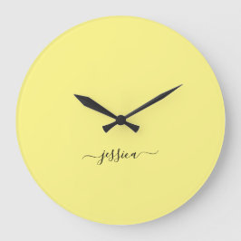 Modern yellow script name large clock große wanduhr
