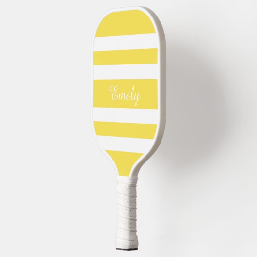 Modern Yellow Script Name Pickleball Schläger (Links)
