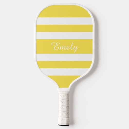 Modern Yellow Script Name Pickleball Schläger (Rückseite)