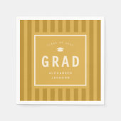 Modern Yellow Sporty Stripes Graduation Party Serviette (Vorderseite)