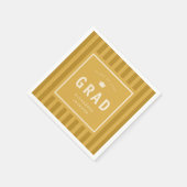 Modern Yellow Sporty Stripes Graduation Party Serviette (Ecke)