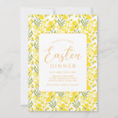 Modern Yellow Spring Floral Bow Easter Dinner Einladung (Vorderseite)