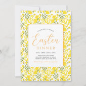 Modern Yellow Spring Floral Bow Easter Dinner Einladung (Vorderseite)