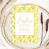 Modern Yellow Spring Floral Bow Easter Dinner Einladung