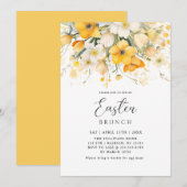 Modern Yellow Spring Floral Easter Brunch Einladung (Vorne/Hinten)