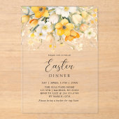 Modern Yellow Spring Floral Easter Dinner Acryleinladungen (Vorderseite)