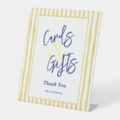 Modern Yellow Stripe Hand Drawn Wedding Sockelschild (Vorderseite)