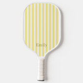 Modern Yellow Stripes Custom Name Pickleball Schläger (Rückseite)