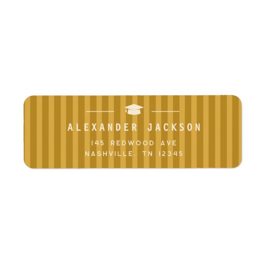 Modern Yellow Stripes Graduation Return Address (Vorne)