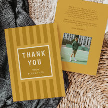 Modern Yellow Stripes Graduation Thank You