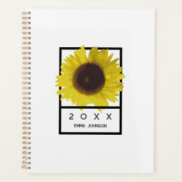 Modern Yellow Sunflower Floral Custom Name 2026 Planer