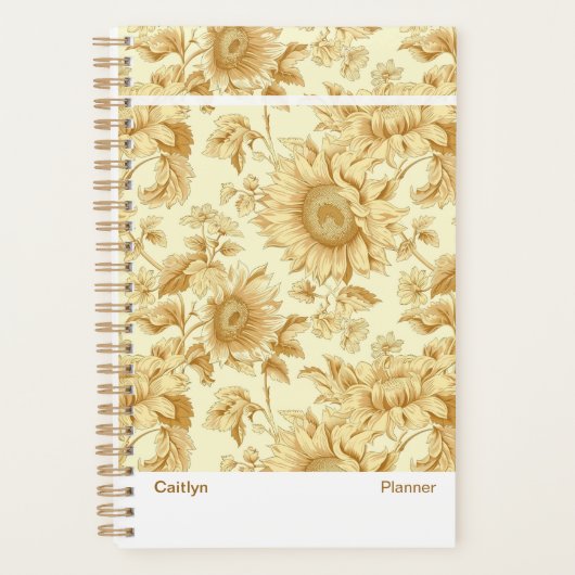 Modern Yellow Sunflower Floral Planner Planer (Vorderseite)