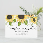 Modern Yellow Sunflower Watercolor Floral Moving Ankündigung (Stehend Vorderseite)