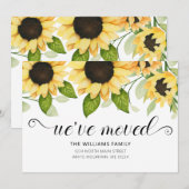 Modern Yellow Sunflower Watercolor Floral Moving Ankündigung (Vorne/Hinten)