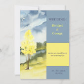 Modern Yellow Tree Landscape destination Wedding Einladung (Vorderseite)