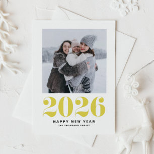 Modern Yellow Typografy Happy New Year 2022 Foto Feiertagskarte