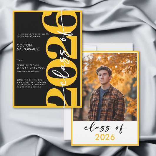 Modern Yellow Typography Graduation Announcement Einladung
