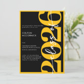 Modern Yellow Typography Graduation Announcement Einladung (Stehend Vorderseite)