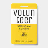 Modern Yellow Volunteer ID Logo QR Code Ausweis (Vorderseite)