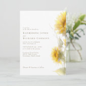 Modern Yellow Watercolor Sunflowers II Einladung (Stehend Vorderseite)