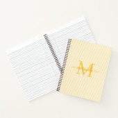 Modern Yellow & White Stripes Monogram Name Notizblock (Innenseite)