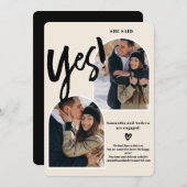 Modern yes script 2 Fotos arch ivory Verlobung Ankündigung (Vorne/Hinten)