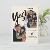 Modern yes script 2 Fotos arch ivory Verlobung Ankündigung (Stehend Vorderseite)