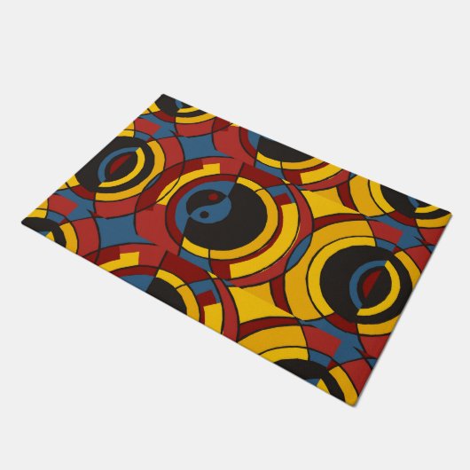 Modern Yin & Yang Pattern + Ihre Ideen Fußmatte (Schrägansicht)