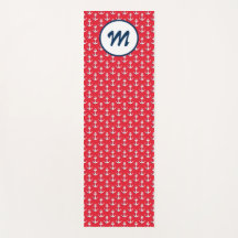 Modern Yoga Nautical Anchors Monogram Red Blue