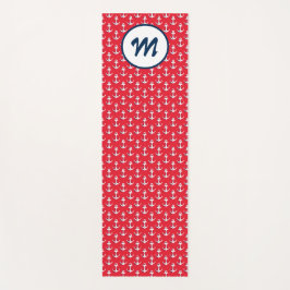 Modern Yoga Nautical Anchors Monogram Red Blue Yogamatte