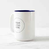 Modern Your Upload Business Logo Navy Blue White Zweifarbige Tasse (Vorderseite Links)