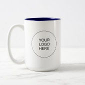 Modern Your Upload Business Logo Navy Blue White Zweifarbige Tasse (Links)