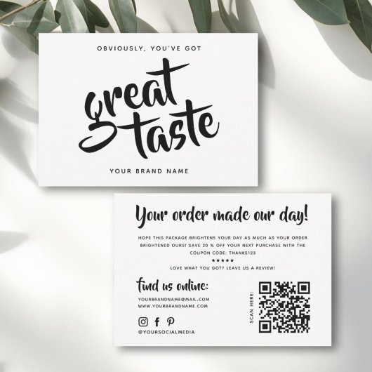 Modern you've got great taste qr code thank you dankeskarte